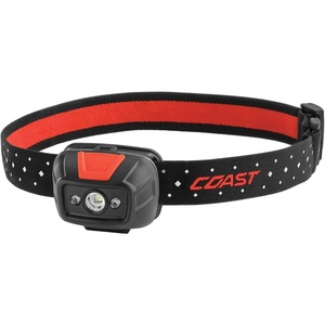 image:imageCoast FL19 365 Lumen Dual Color White amp Red LED Headlamp Batteries amp Hard Hat Clips Included BlackBlack