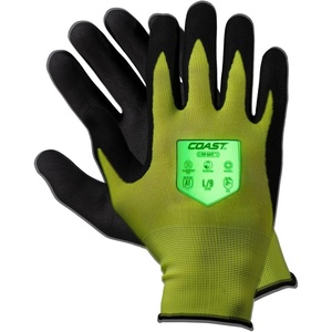 image:imageCoast SG300 High Visibility Glow Nitrile Safety Gloves ANSI Cut Level A1 Touchscreen Compatible Breathable Yellow ExtraLargeXLarge Pack of 1