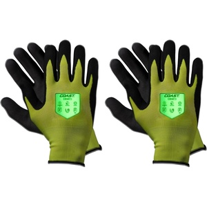 image:imageCoast SG300 High Visibility Glow Nitrile Safety Gloves ANSI Cut Level A1 Touchscreen Compatible Breathable Yellow ExtraLargeXLarge Pack of 2