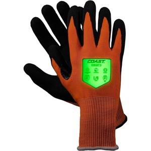image:imageCoast SG400 High Visibility Nitrile Safety Gloves ANSI Cut Level A3 Touchscreen Compatible Breathable Orange ExtraLarge