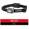 image:imageCoast RL10 560 Lumen Dual Color LED Headlamp with Flood and Spot Beams Variable Light Control COB Alkaline Dual Power NonSlip Band 3 x AAA Included