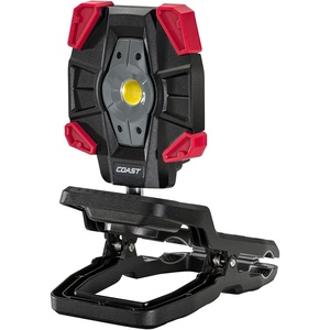 image:imageCoast CL40R 3900 Lumen Rechargeable Dual Power Rotating LED Aluminum Clamp Light with Wide Angle Flood Beam BlackRed