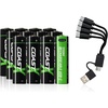 image:imageCoast AA USBC Rechargeable Batteries ZITHIONX Lithium Ion 15v 2400 mAh Long Lasting Charges Under 25 Hours Charging Cable Included 8Battery PackAA USBC  12Pack