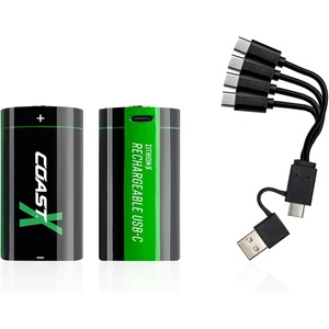 image:imageCoast ZX CR123 USBC Rechargeable Batteries ZITHIONX Lithium Ion 15v 1100 mAh Long Lasting Charges Under 3 Hours Charging Cable Included for Tools and Devices  2 Batteries